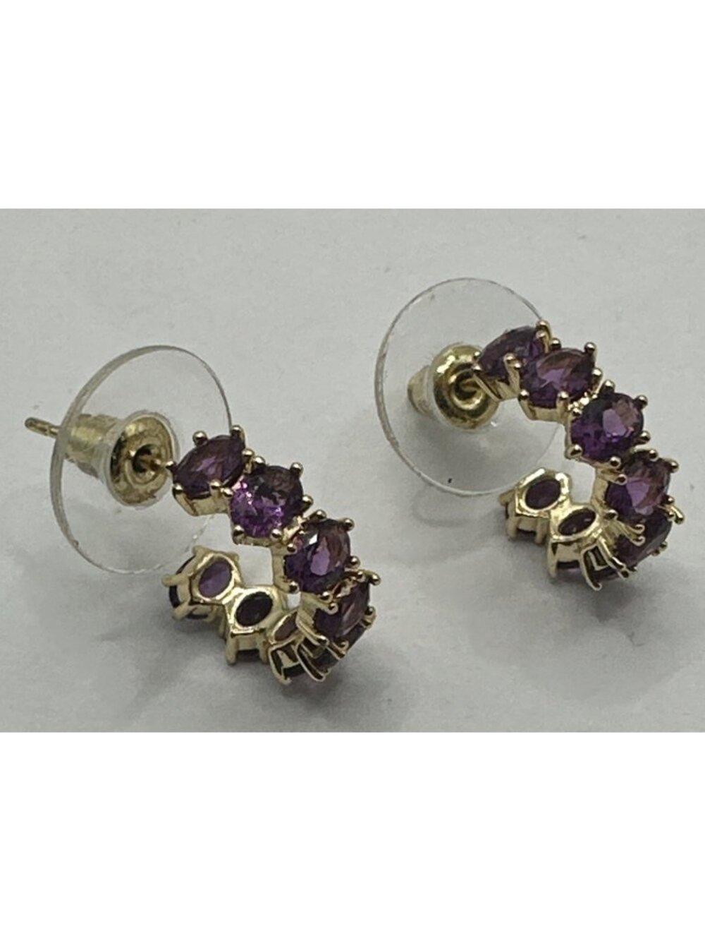 Kendra Scott 14K Gold Plated Cailin Crystal Huggie Hoop Earrings 13mm Purple Feb